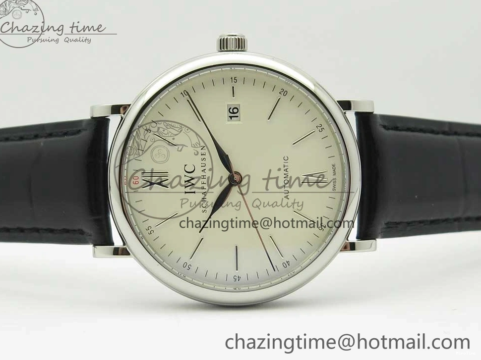 MIROTIME 0102 Portofino Automatic SS FKF 1:1 Best Edition White Dial SS Markers on Black Leather Strap A QuickDry 7138
